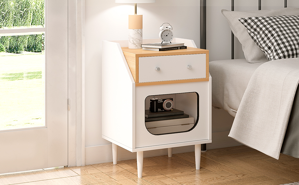 SogesHome Cat House Side Table, Cat Home Nightstand End