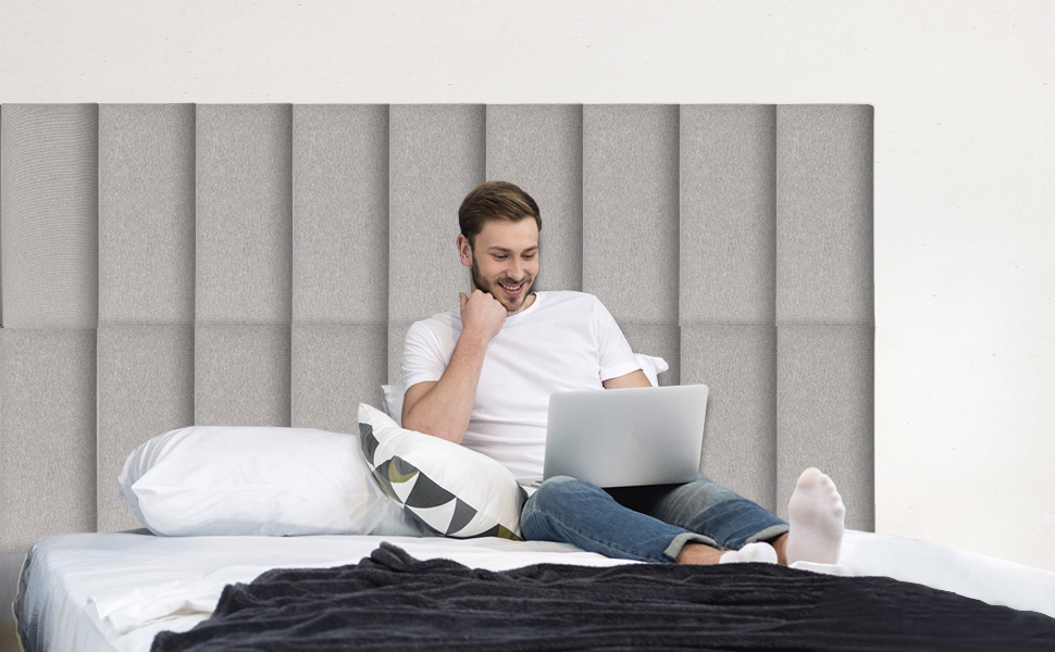 Neorexon Upholstered Wall Mounted Headboard, Soundproof