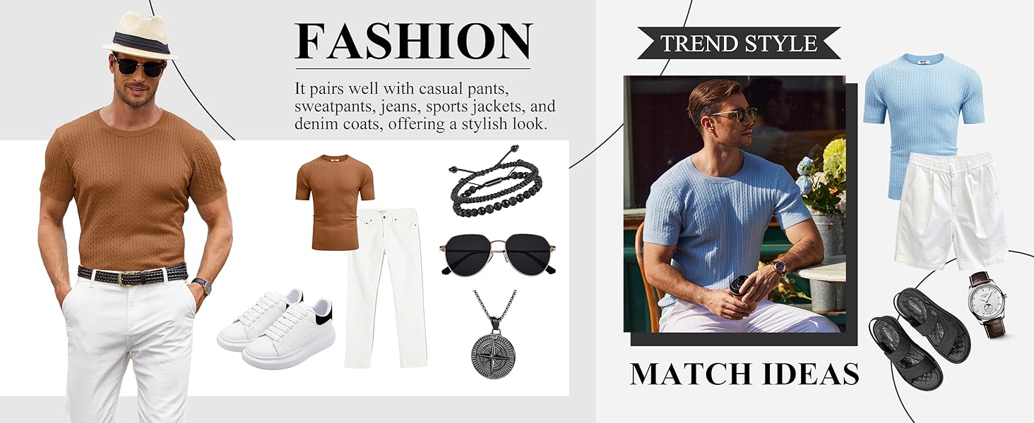 men casual knit crew neck t-shirt