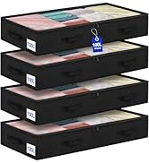 punemi 100L Under Bed Storage Containers, 4Pack Underbed Clothes Storage Drawers, Long Flat Close...