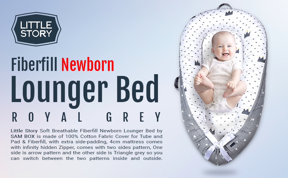 Little Story Soft Breathable Fiberfill Newborn Lounger Bed