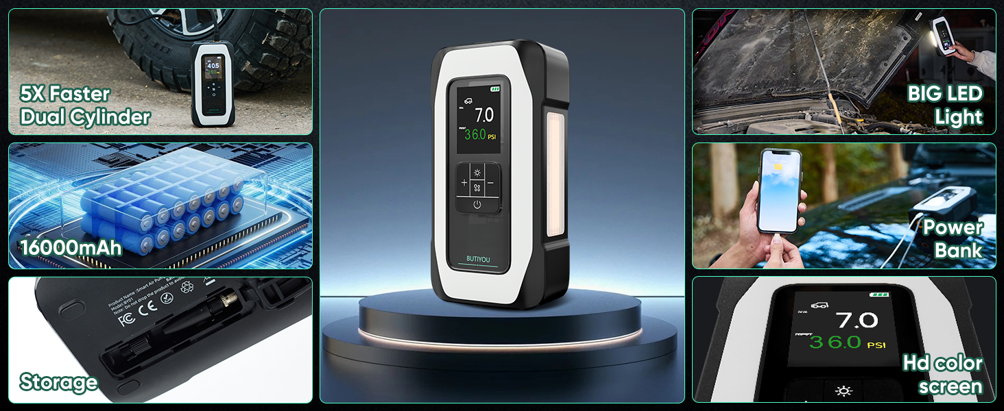 key features of BY01tire inflator portable air compressor