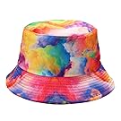 Multicolor Tie-Dyed Bucket Hat for Men Women,Packable Reversible Sun Hats