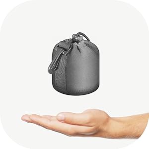 neoprene bag above an open palm
