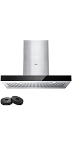 Midea MVT30W9AST Range 30 Inch 450CFM Vent T Shape Stove Hood