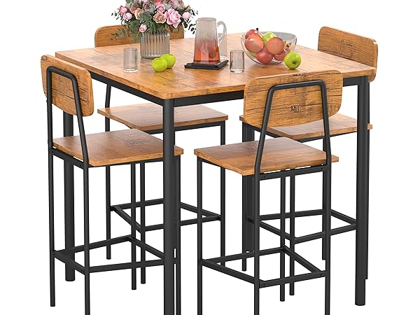 【送料無料】Vintage Counter Table&Chair Set SESSLIFE 4-Piece Counter Height Bar Table Set with 3 Stools