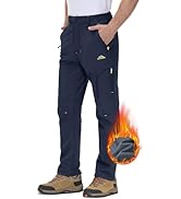 TACVASEN Winter Pants for Men Fleece Lined Waterproof Pants Insulated Hiking Pant for Ski Snowboa...