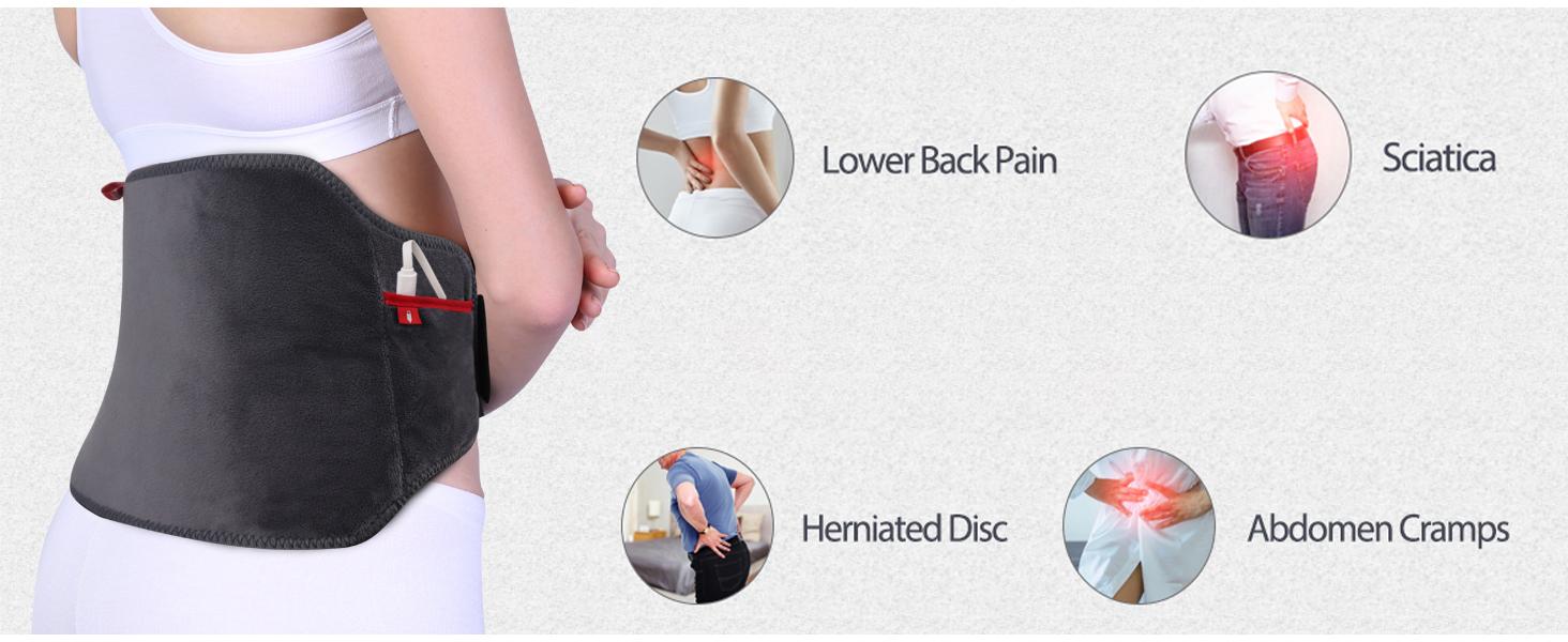 Comfheat USB Back Heating Pad Heated Pad Wrap Adjustable Strap Auto