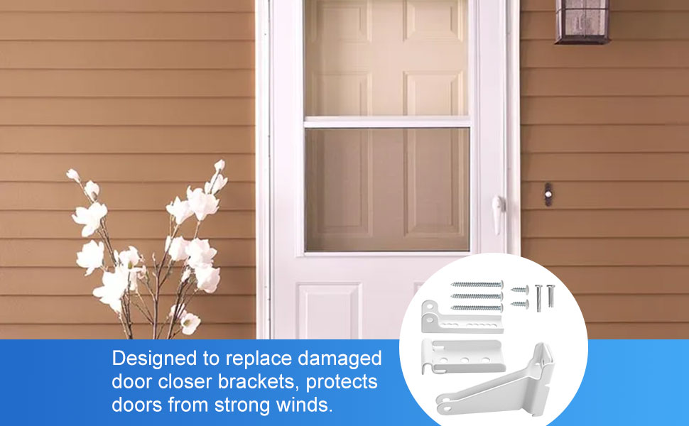 RMSPO Storm Door Closer Bracket in White Color, Reinforced Repair Jamb