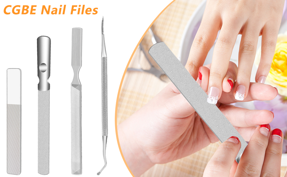 CGBE Stainless Steel Nail Files, Double Sided Metal Nail
