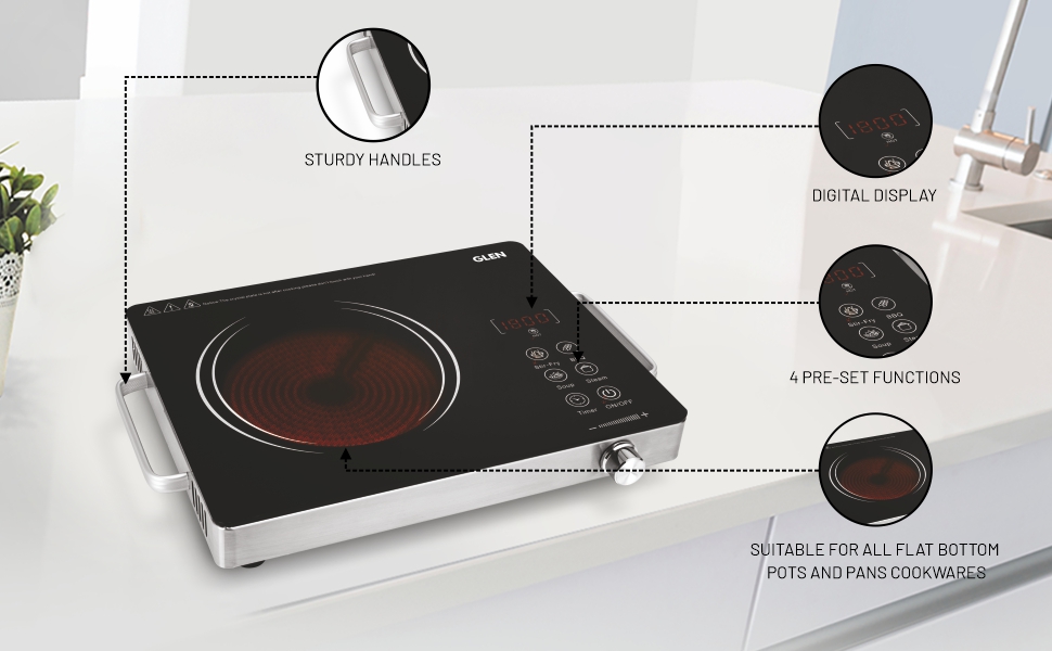 Buy Glen Infrared Stove with Preset Cooking Functions and Digital