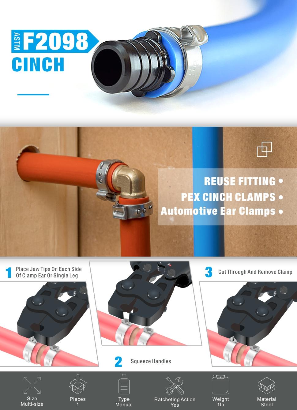 iCrimp ICPPC01 PEX Cinch Clamp Removal Tool for Removing 3