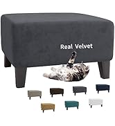 MAXIJIN Velvet Ottoman Slipcover Small Stretch Square Rectangle Footstool Slipcover Folding Stora...