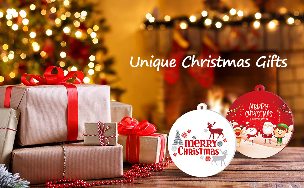 Christmas Ornaments 2023, 4Pieces Unique Acrylic Christmas Ornaments for Tree Home