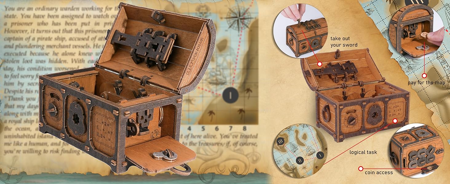 Amazon.com: WOODEN.CITY Treasure Chest Escape Room in a Box - Hard ...