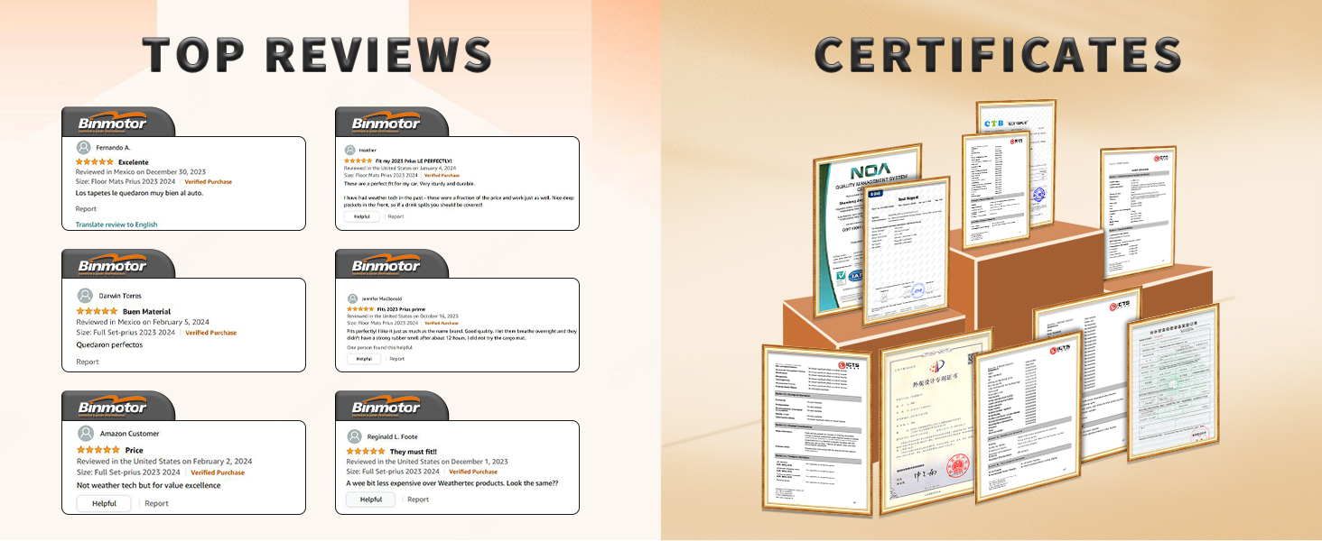 BinmotorAll Weather Car Floor Mats and Cargo Liner Set for
