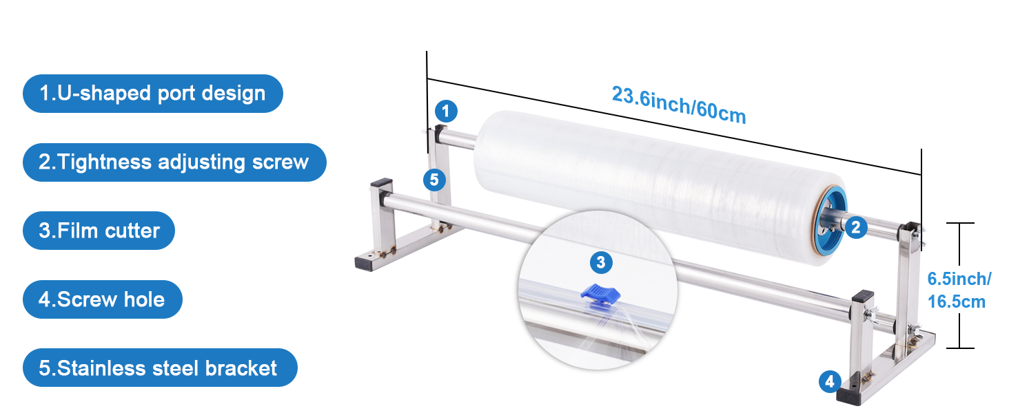 Stretch Film Dispenser Wrapping Machine w/ 4pcs Film Slide