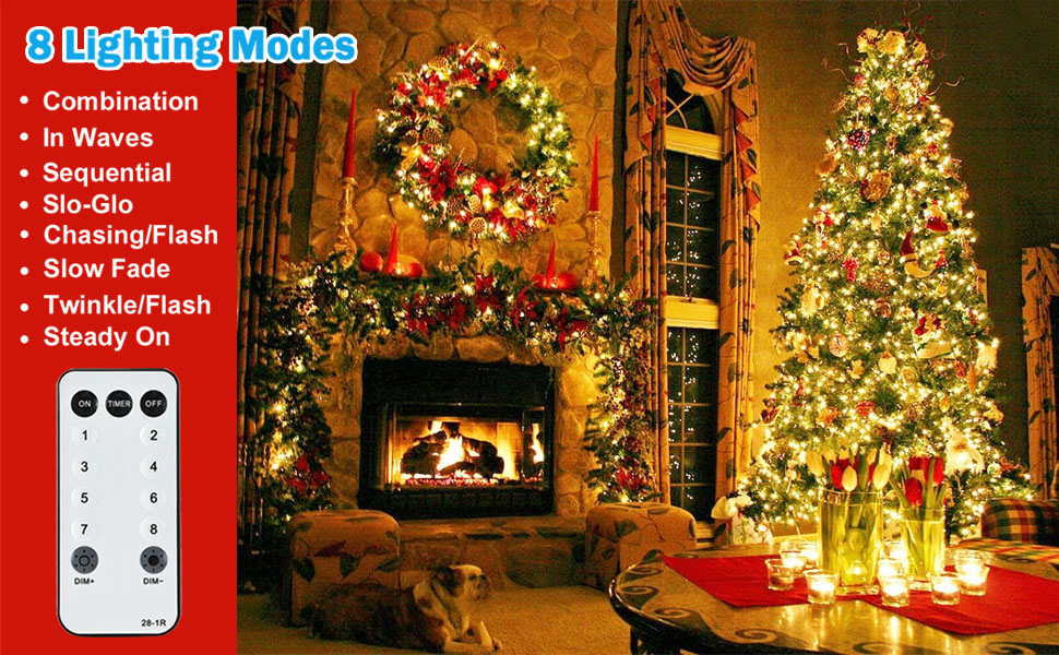 Upgraded 112ft 310 LED Christmas Tree Lights with Remote Waterproof