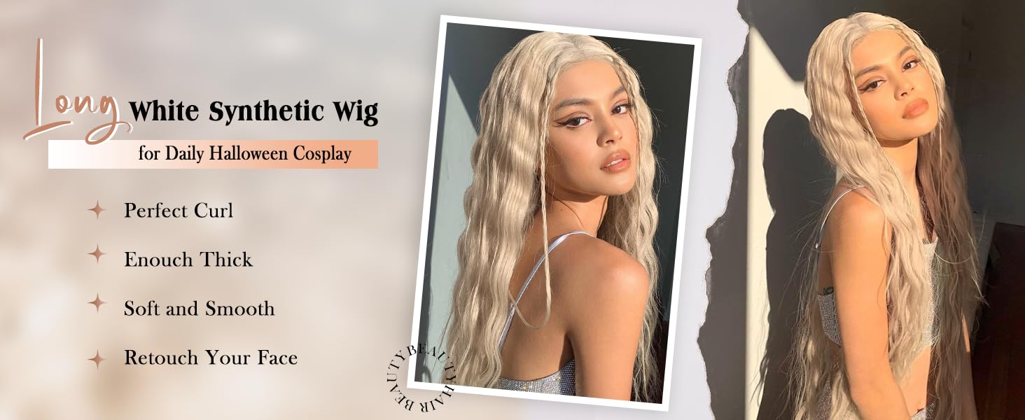 Long Wavy lace front Blonde Wig for Women 