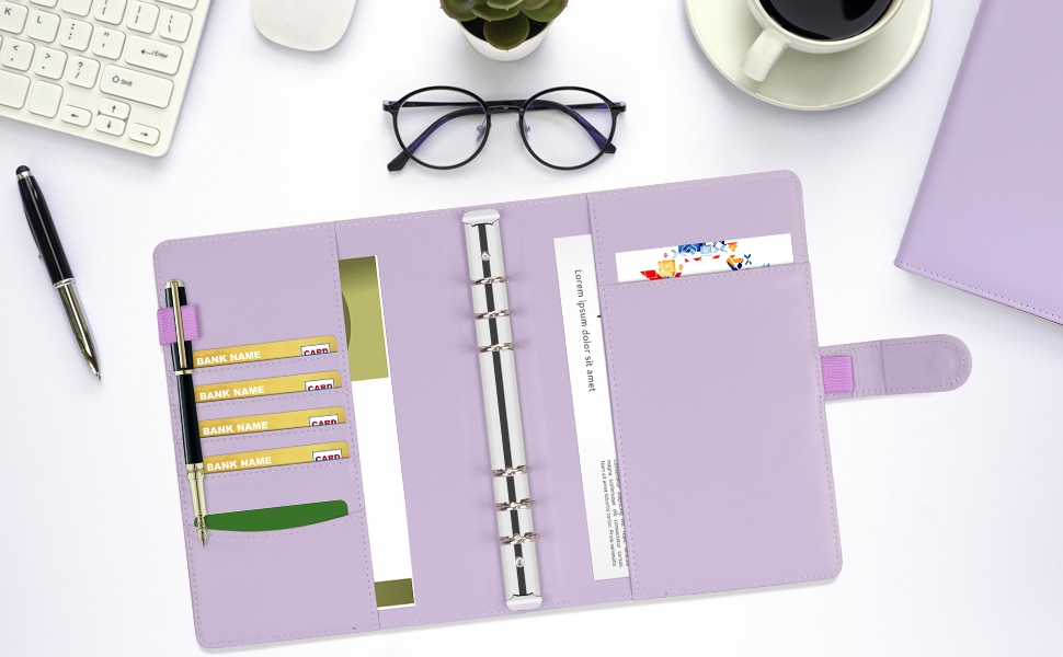 Femolity Leather A5 Ring Binder, 6 Round Ring Binder Planner Notebook