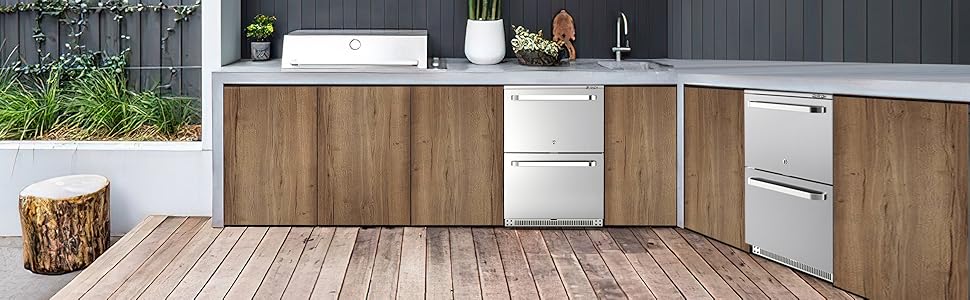 茶 bk Frostronics 24 Inch 186 cans Outdoor Drawer Refrigerator