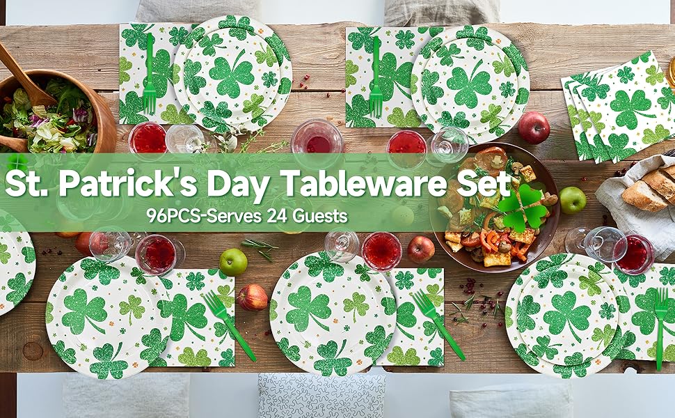 96 Pieces St. Patrick's Day Shamrock Plates