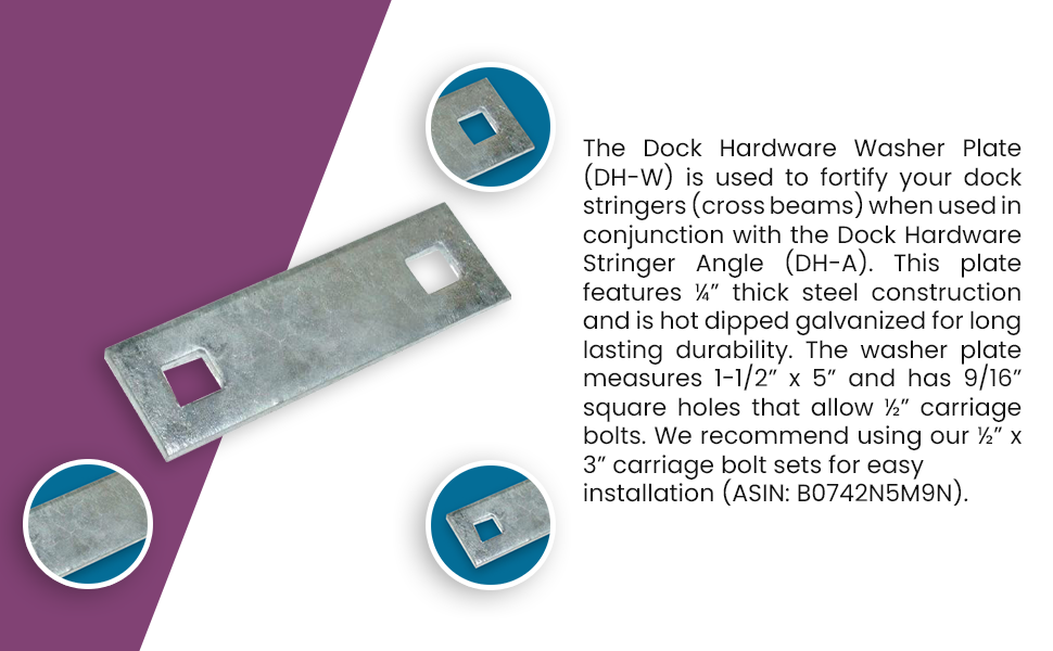 Dock Hardware Galvanized Steel Washer Plate DHW