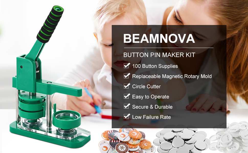 BEAMNOVA Upgraded Button Maker Machine with Absorbable Mold