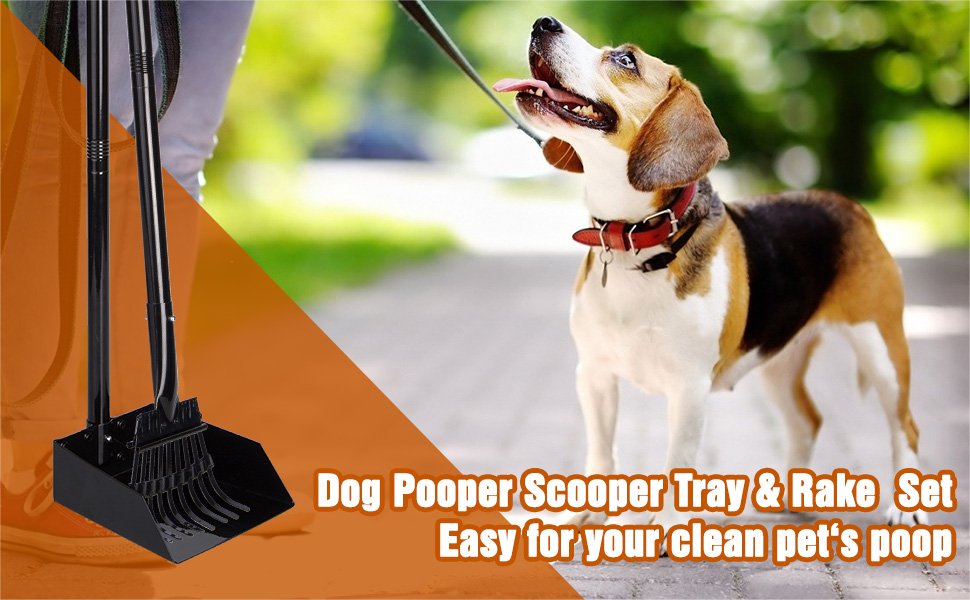 EXPAWLORER Large Dog Pooper Scooper Pet Metal Poop Tray