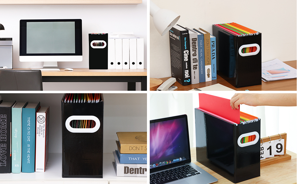 EOOUT 1 Pack Black File Organizer Cardboard File Box for