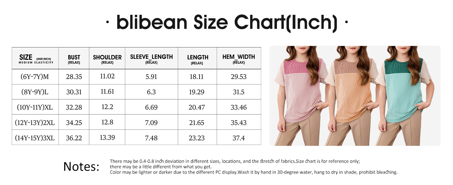 blibean tween girl shirt tops size 6 7 8 9 10 11 12 13 14 15 years old