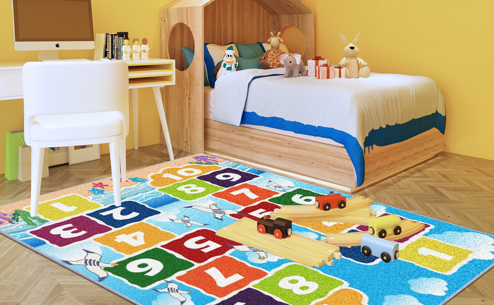 Kids Educational Learning Game Hop Count Hopscotch Play Area Rug