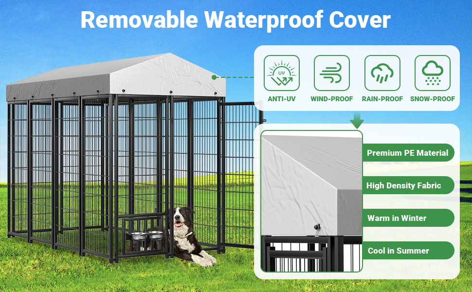 Yafylly Outdoor Dog Kennel with Roof, 6.5'L x 3.5'W x 5.9