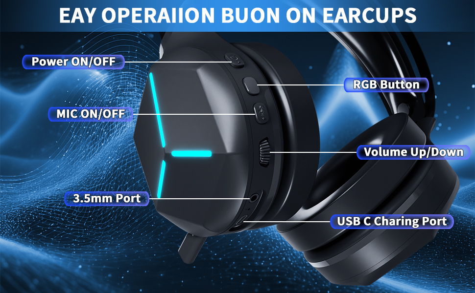 Wireless Gaming Headset with Microphone