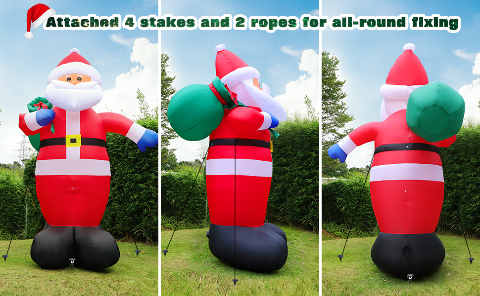 8 feet inflatable santa clause front side, the side, back side.