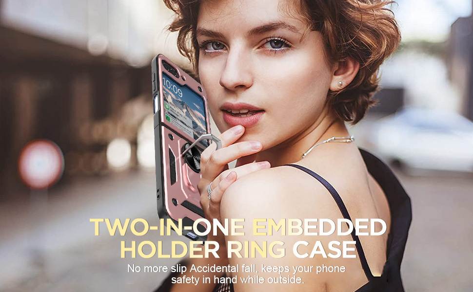 AICase for Samsung Galaxy Z Flip 5 Case with Ring Kickstand, Shockproof