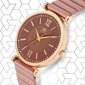 IIK COLLECTION Elegant Round Dial Stainless Steel Bracelet Chain Analogue Watch for Women and Girls