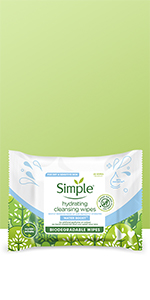 Simple Water Boost Biodegradeable Hydrating Facial Wipes cleanse and refresh dry or dehydrated skin