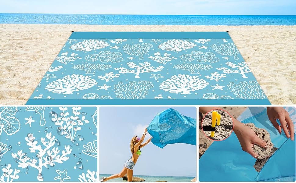 WIWIGO Beach Blanket Sandproof Extra Large Beach Mat Adults Waterproof Quick Drying