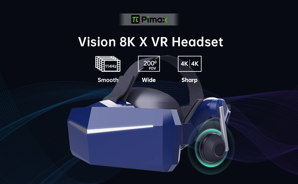 Pimax Vision 8k x vr headset with kdmas, dual native 4k displays