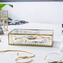 * vintage Jewelry box ✵ * 硝子の ジュエリーボックス Amazon.com: Hipiwe Vintage Crystal Jewelry Box Gold Glass