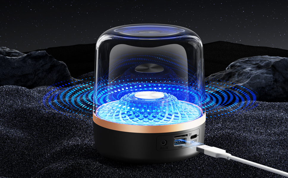 Bluetooth Speaker with HD Sound and Lights, Portable Wireless, Long-lasting battery life