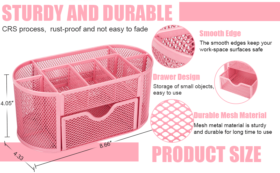 Banshou Desk Organizer Office Accessories,Mesh Desk Office Organizer with Drawer and