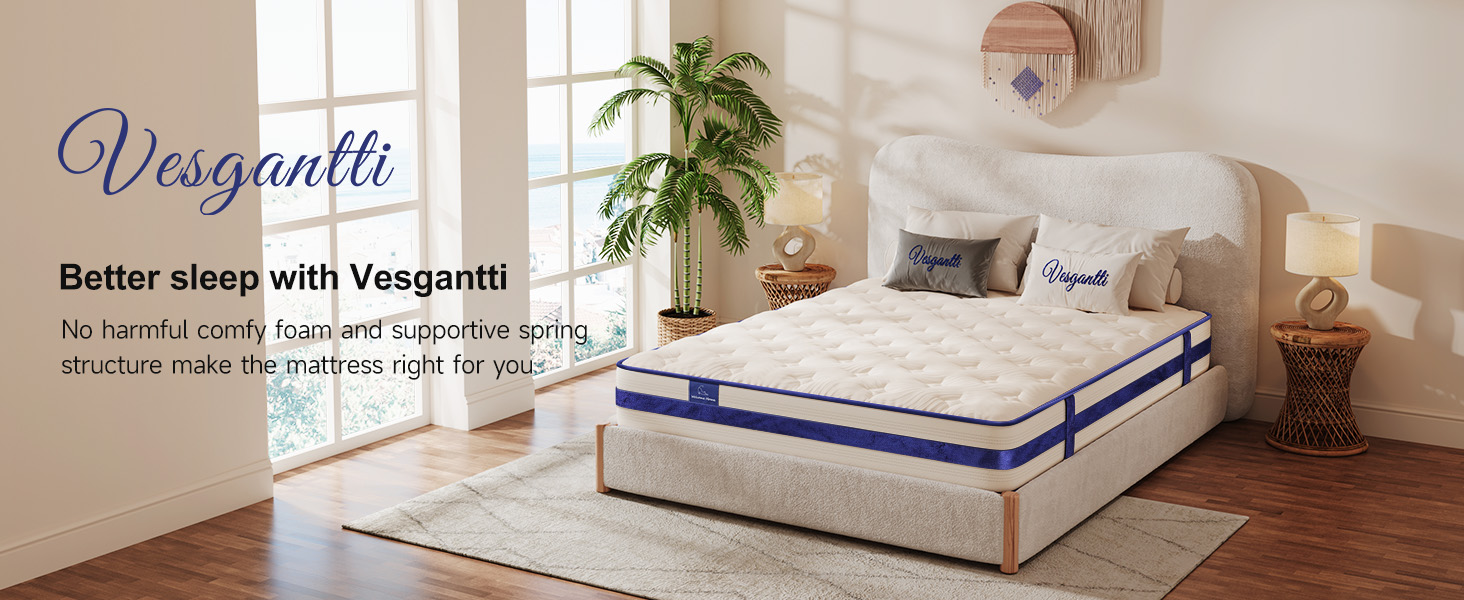 Vesgantti Full Size Mattress, 12 Inch Hybrid Innerspring