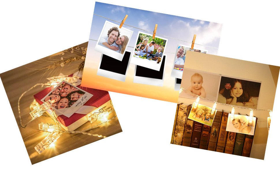 Standard Clips LED Fairy String Lights with Clear Clips for Hanging Picture with LED's