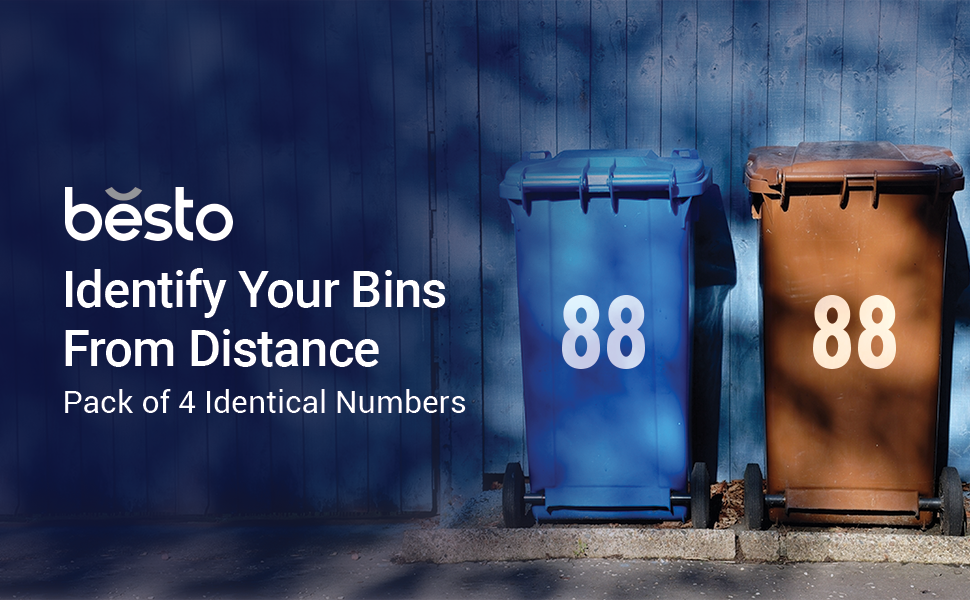 Bin Numbers for Wheelie Bins (Pack of 4 Stickers) Choice of 09 Bin