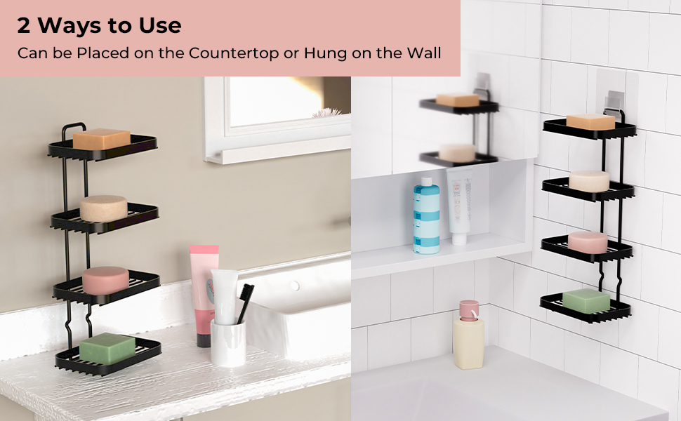 PAPAGIFTREE 4 Tier Shampoo Bar Holder for Shower, Rustproof