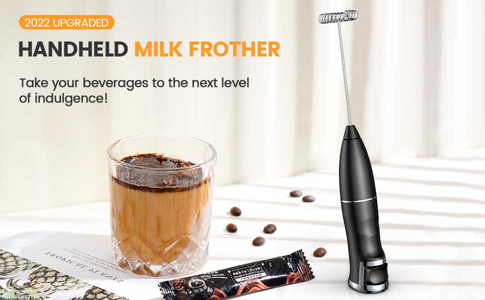 Milk Frothers Handheld, FOCBYE Rechargeable Stepless Speed Electric
