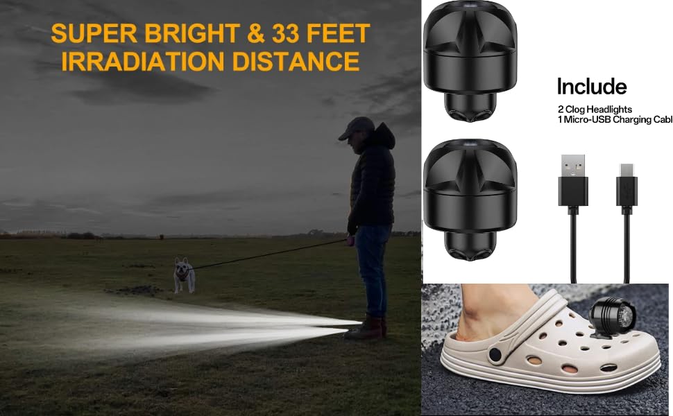 Croc Lights, Rechargeable 2Pack,Croc Headlights for Shoes Can Lasting 72 Hours,for Hiking