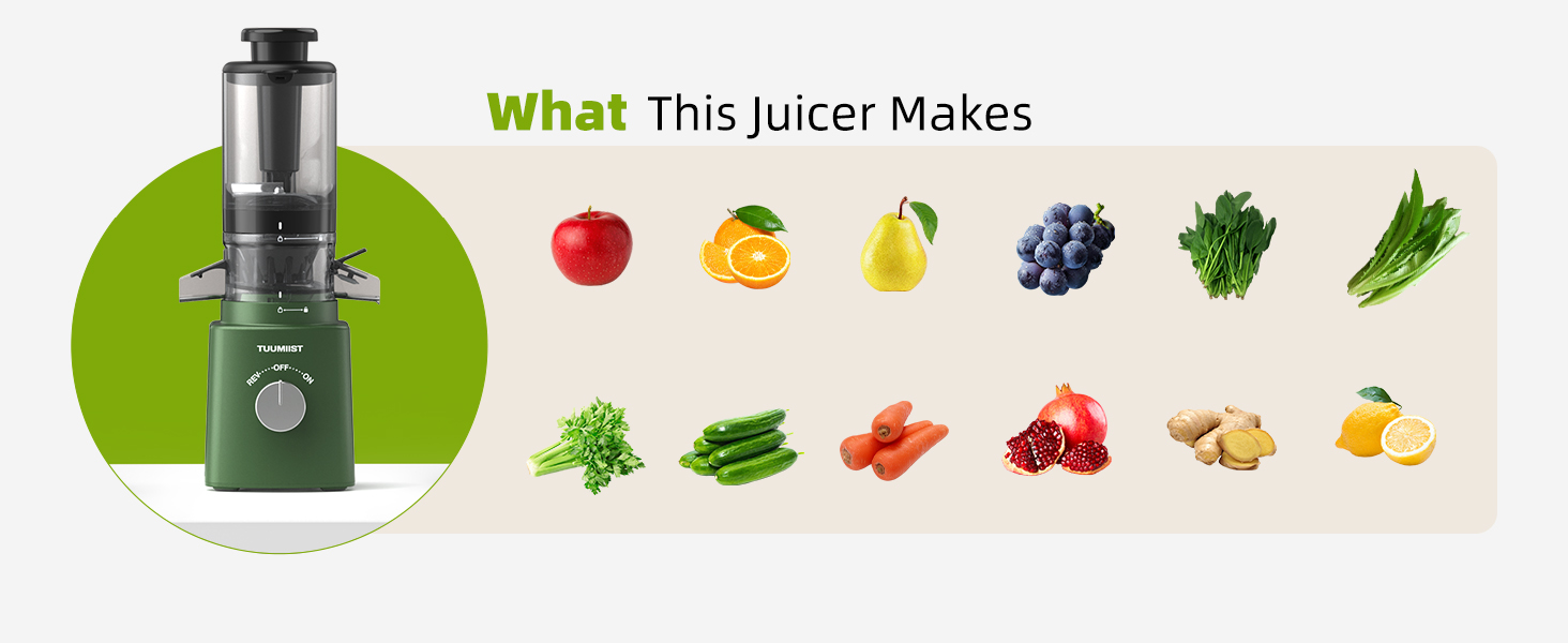 Juicer Machines, TUUMIIST Cold Press Juicer with 4.25'' Large Feed